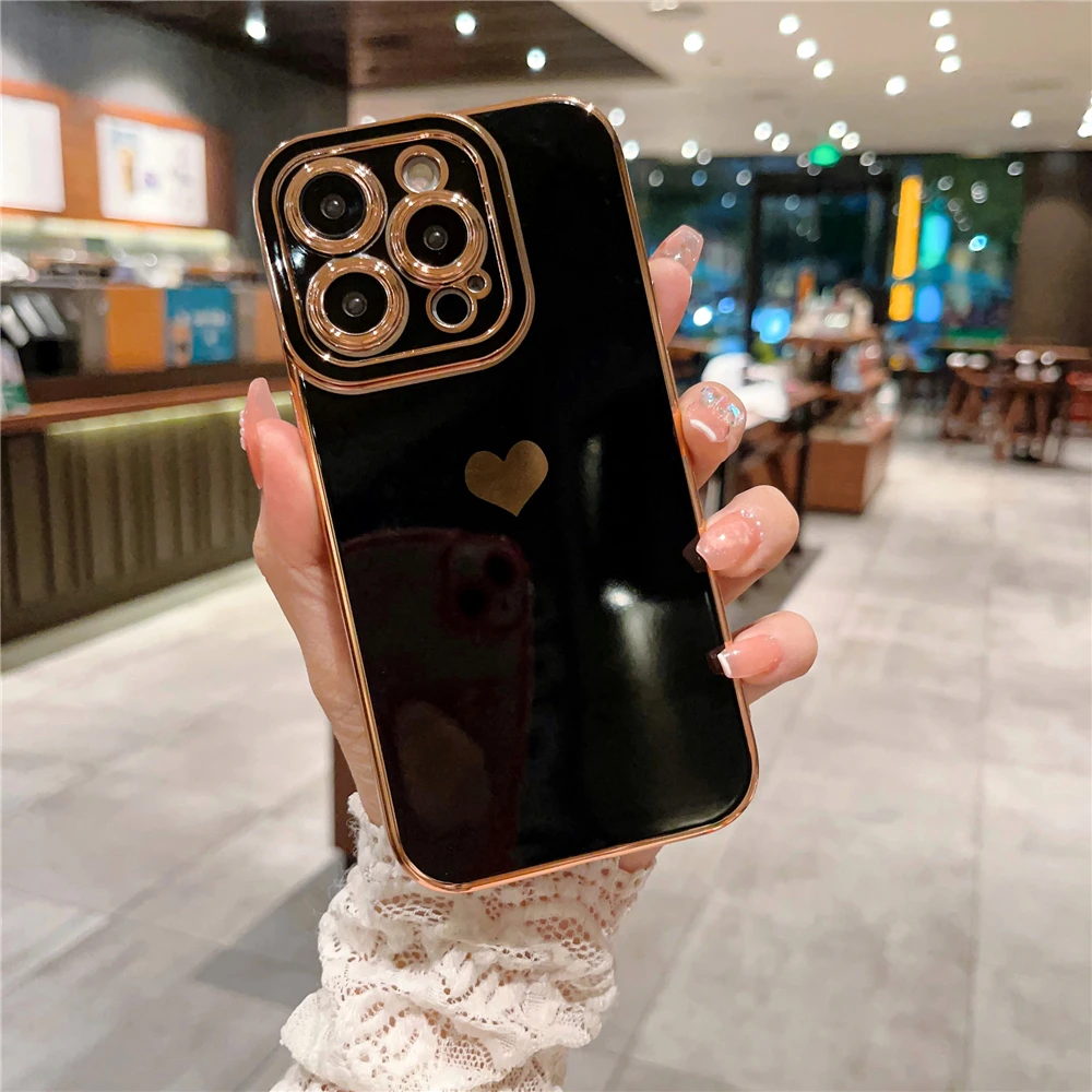 For 15 Pro Max Square Plating Nice Frame Soft Phone Case iPhone 14 13 12 11 X Xs Xr 7 8 Plus Lens Protective_voghion.com