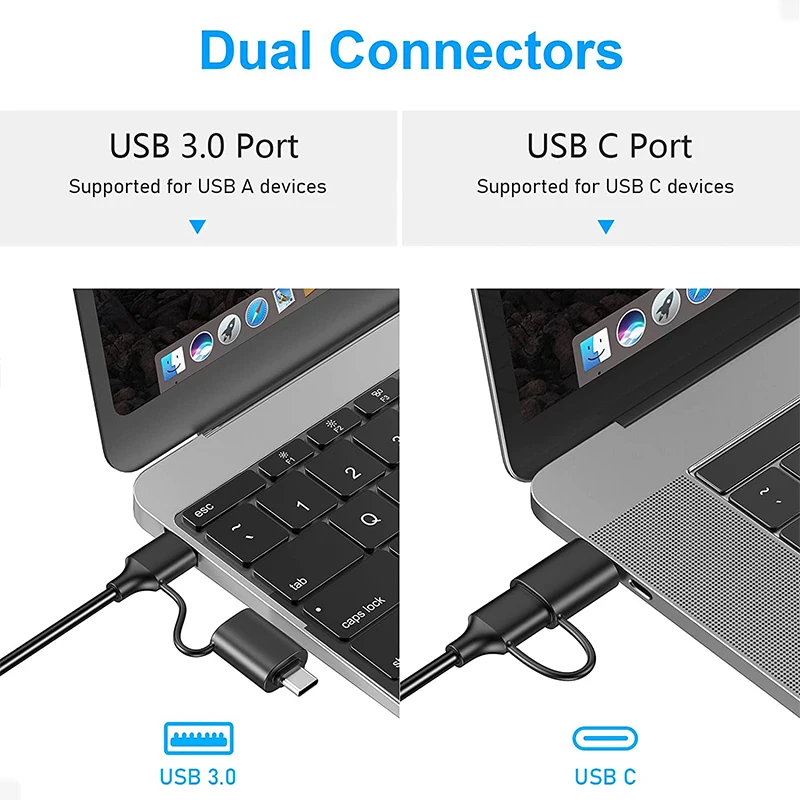 4 In 1 USB 3.0 USB C Memory Card Reader SD TF CF MS Compact Flash Card Adapter with Parallel Access to 4 Slots 5Gbps Read Write 4