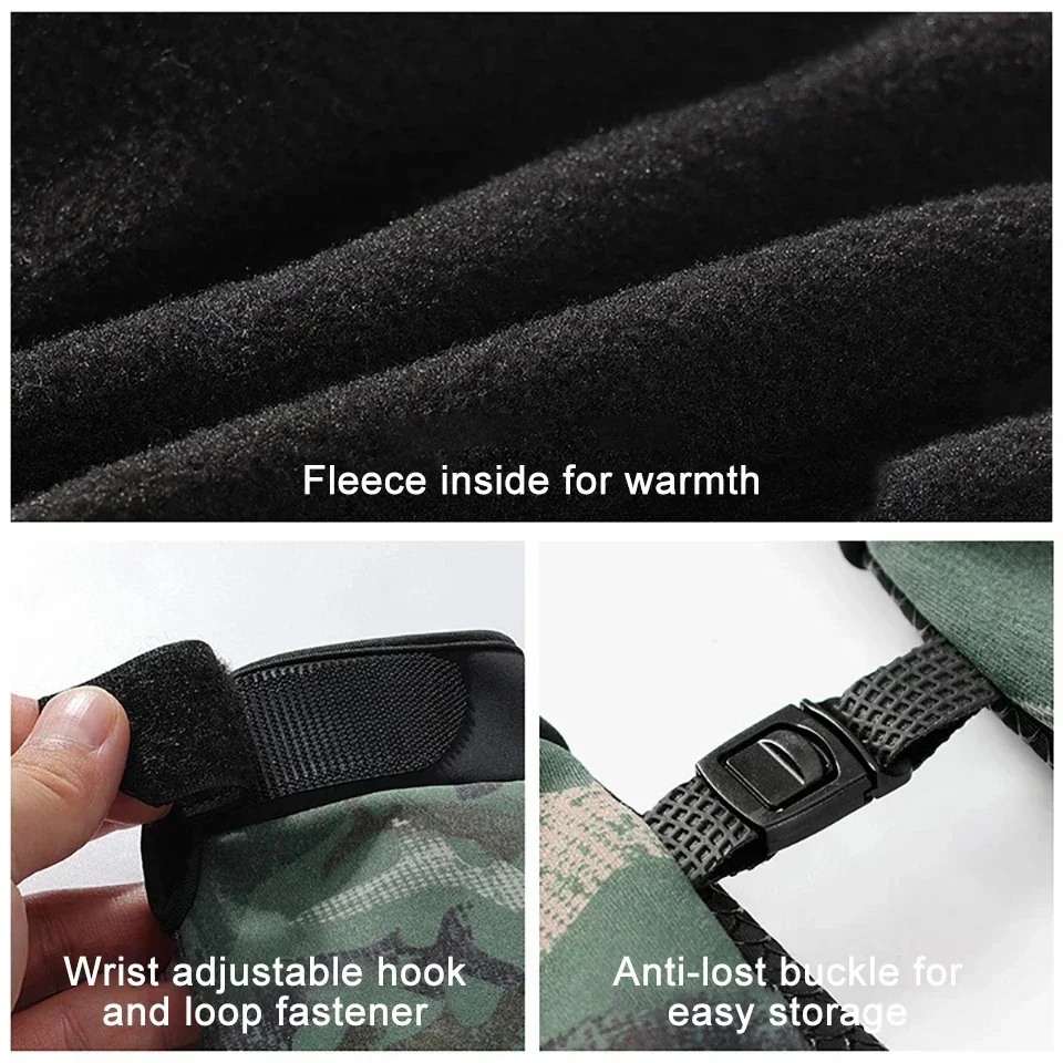1 Pair Winter Fishing Gloves 3 Finger Flip Fingerless Gloves Non-slip Waterproof Warm Winter for Fishing Cycling Running