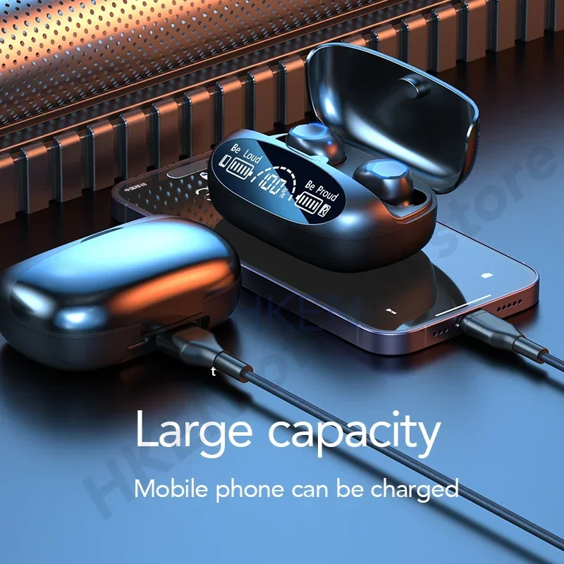 

with Mic Noise Reduction 5.2 Earphones TWS Earbuds Wireless Headphones Waterproof Headsets for xiaomi iphone HKEN Bluetooth