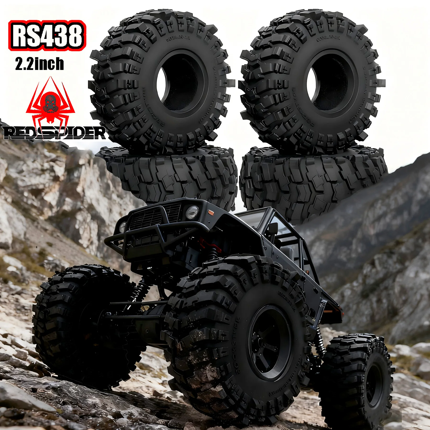 RED SPIDER Neuer 2,2 Zoll Gummireifen 2,2 Radreifen 133x56mm für 1/10 Rc Crawler Wraith Trax Rr10 Scx10 Wrangler 2.2 Rad