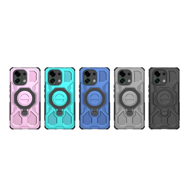 Shockproof Rugged Armor Case with Rotatable Metal Magnetic Ring Stand - Anti-Drop Cover
