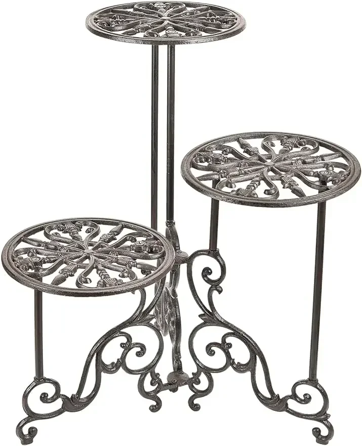 

Sungmor Heavy Duty Cast Iron Plant stand, 3 Tier Foldable Metal Plant Shelf, 24in Tall Vintage Flower Pot Holder Indoor