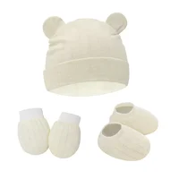 2-3pcs Spring and Autumn Baby Hat ear shape Bonnet Gloves Socks Set  Newborn Hats Fall Casual Photography Props Nightcap Fashion 3