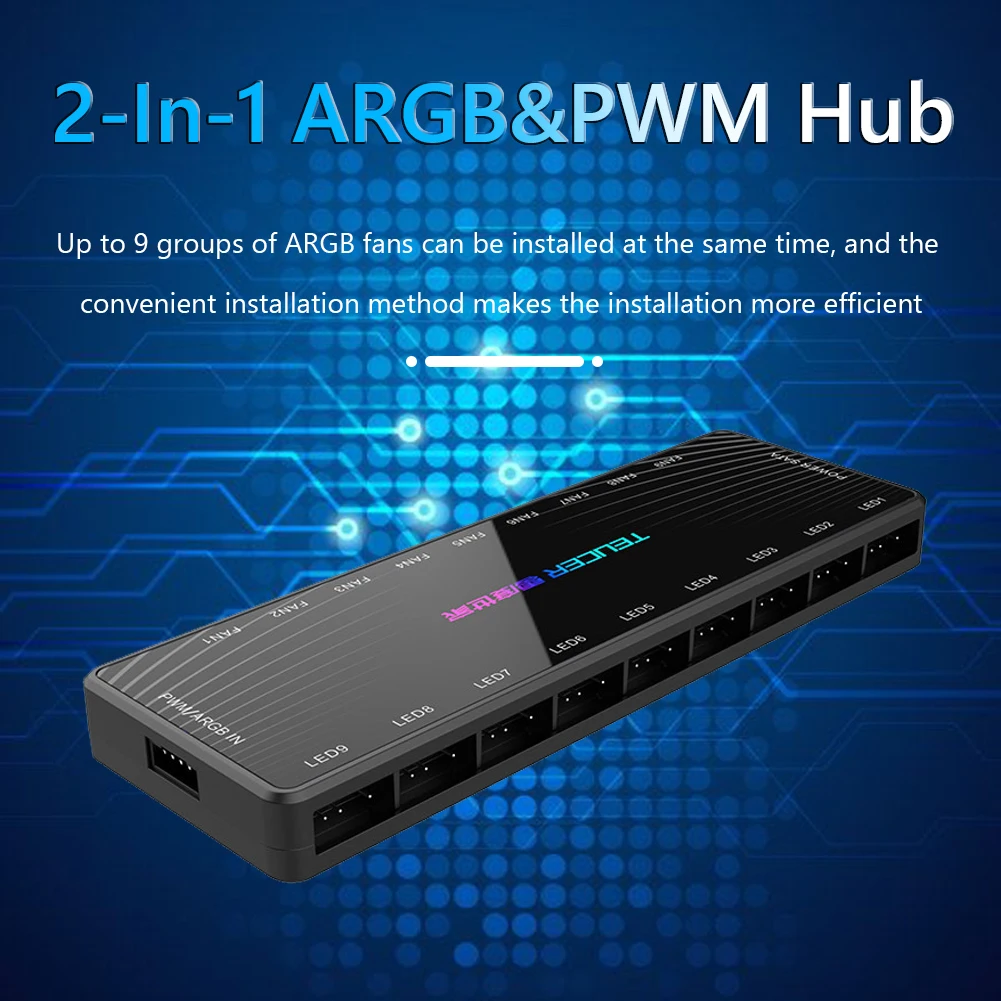 Argb Controller 4pin Pwm 5v 3 Pin Argb Cooling Fan Hub 1 To 9 Port