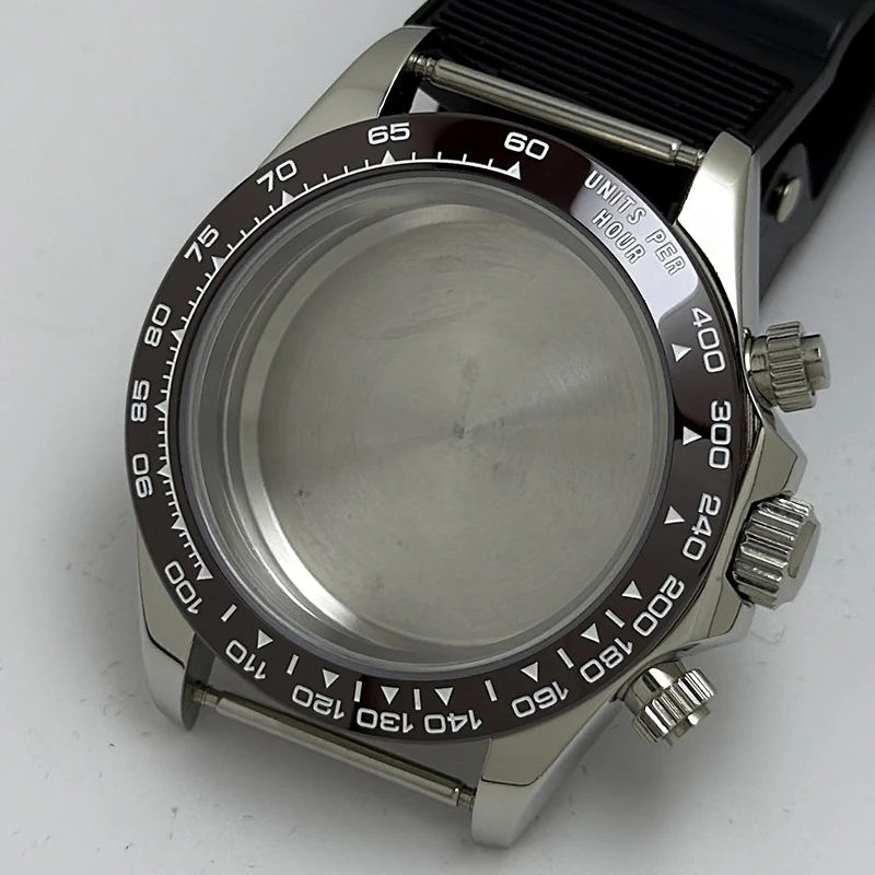 316L Edelstahl 39 mm VK63 Silber Uhrengehäuse Saphirglas Keramik/Stahl Lünette passend für VK63 Quarzwerk Uhrenzubehör – Detail 2