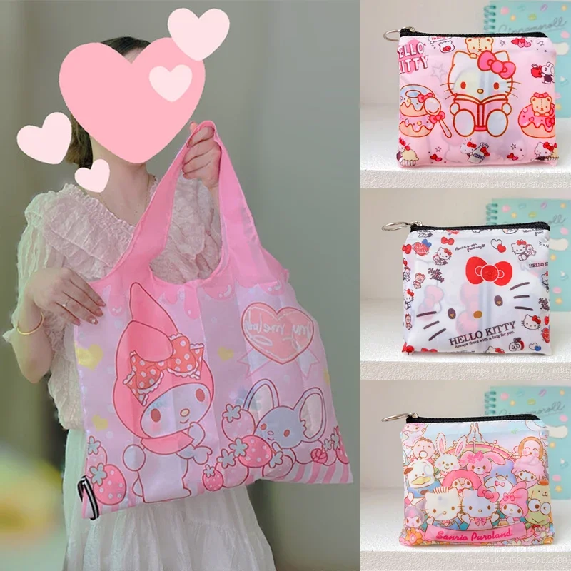 Sanrio Hello Kitty Cute Foldable Eco Shopping Bag Tote Pouch