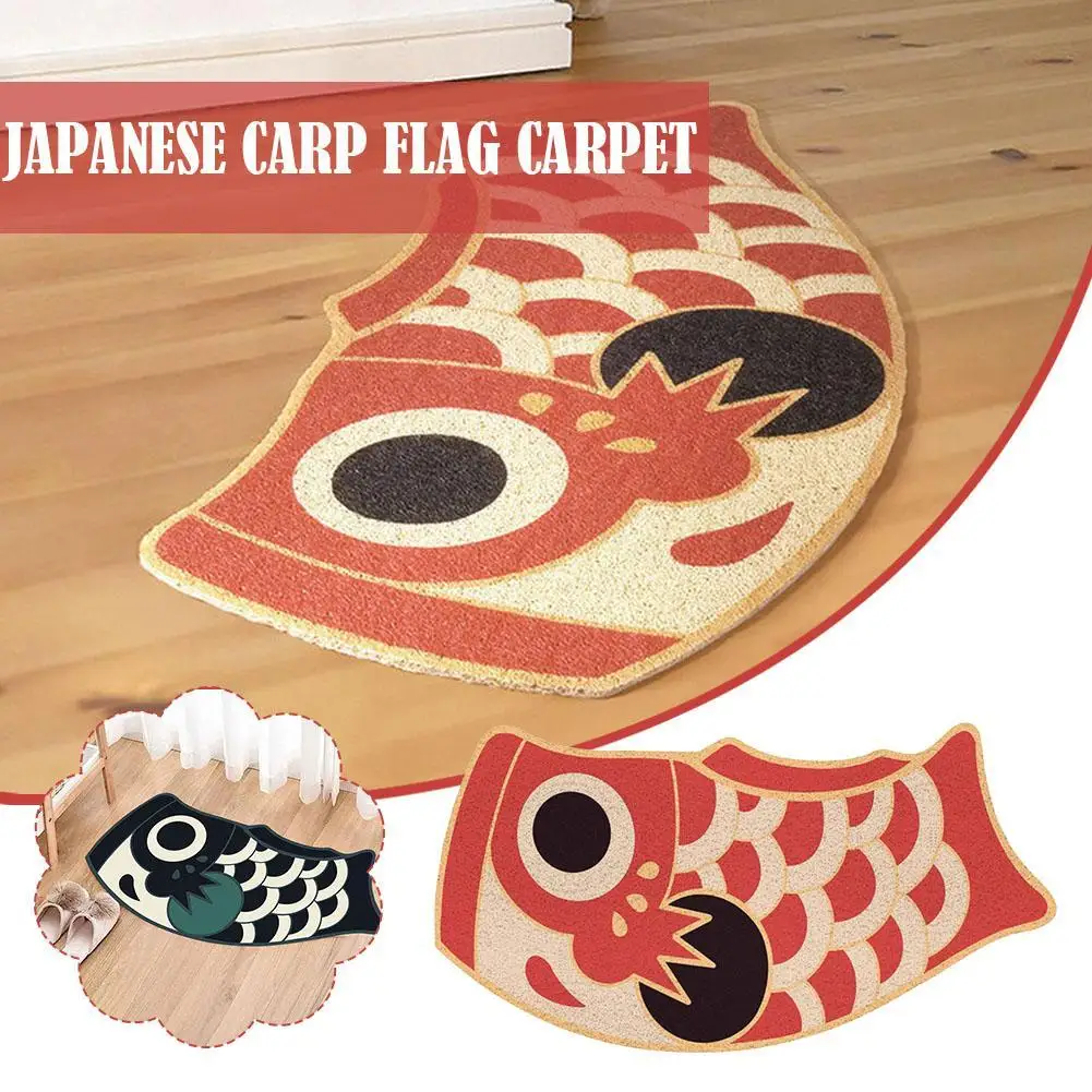 

Welcome Doormat Japanese Style Red Carp Printed Carpet Entrance Hallway Non-Slip Floor Mat Front Door Mat Creative Carp Rugs