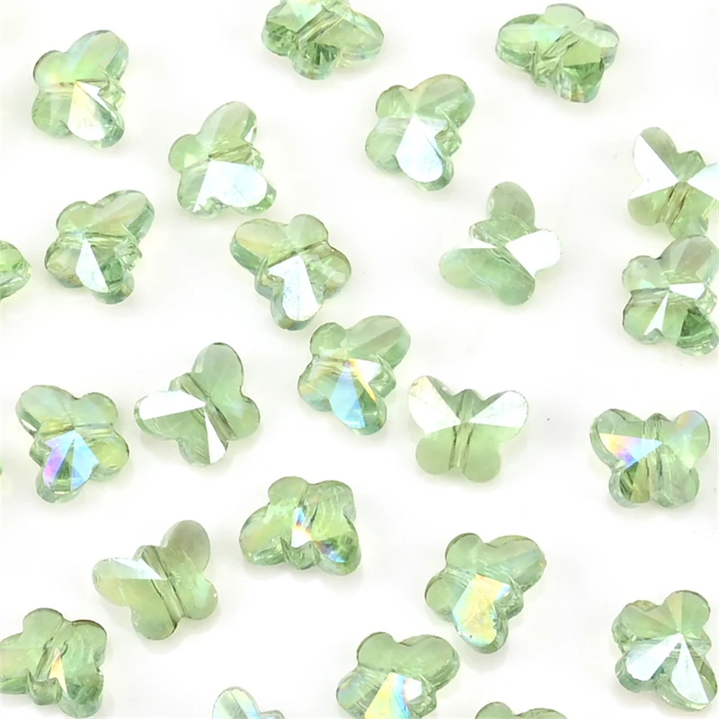 30 Stück glatte Kristallperlen, 10 mm, Schmetterlingsform, Glas, lose Distanzperlen für Perlen für Schmuckherstellung, DIY-Halskette – Detail 10