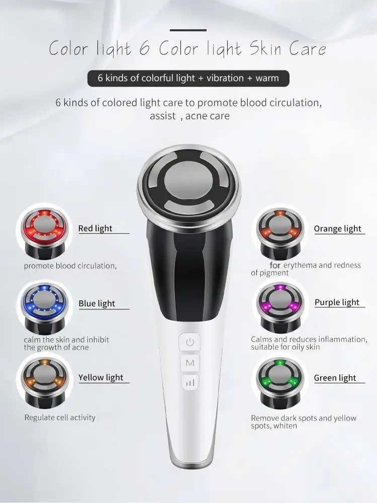 6 in 1 EMS Face Lifting Massager LED Photon Anti Aging Skin Tighten Firm Skin Ca