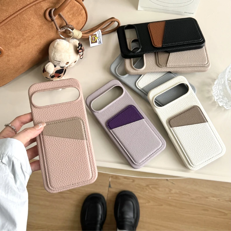 Luxury Color Collision Leather Wallet Card Slot Phone Case - Premium Back Cover