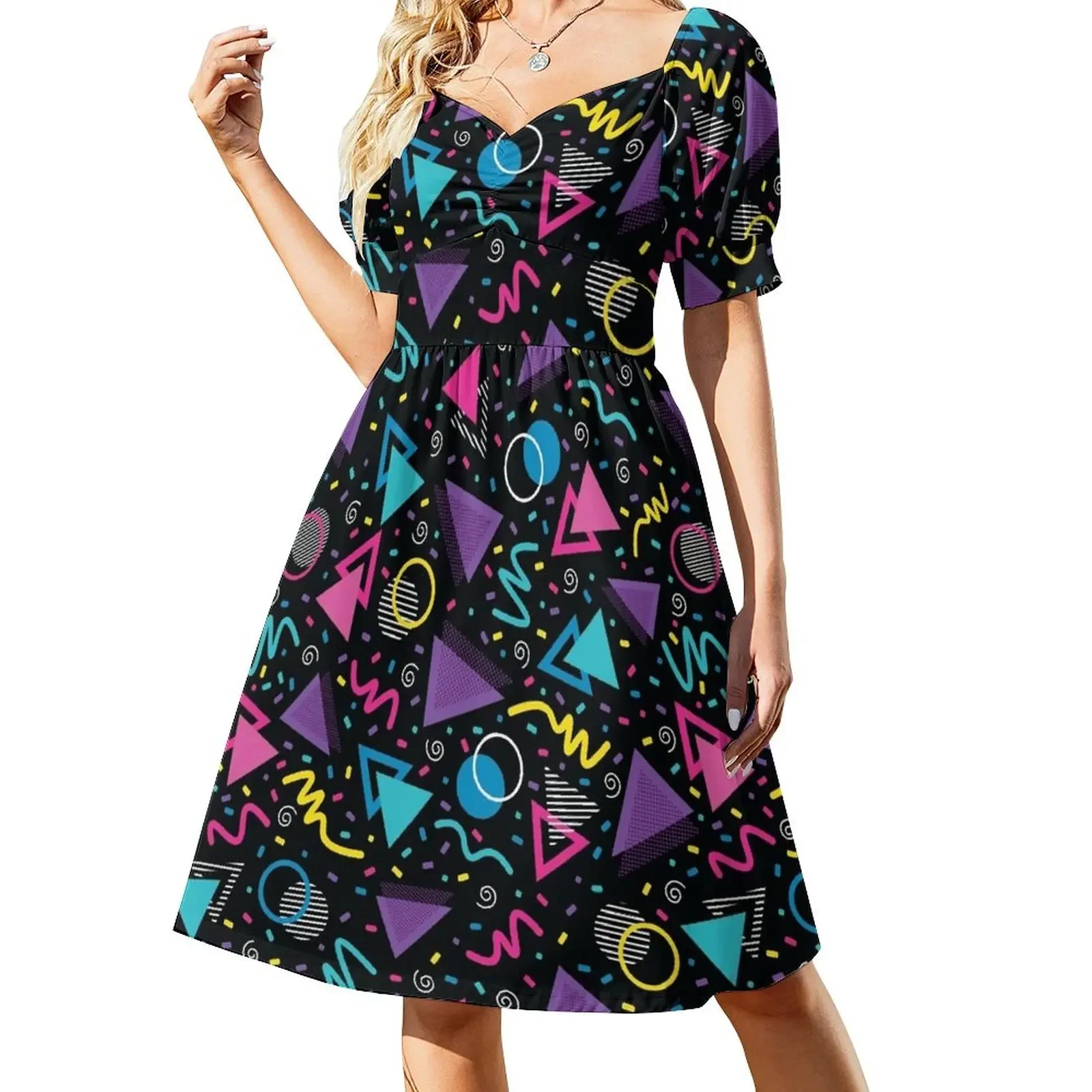 

Neon Retro 90S Sprinkle Pattern Sleeveless Dress women's clothing korea stylish dresses for women 2024