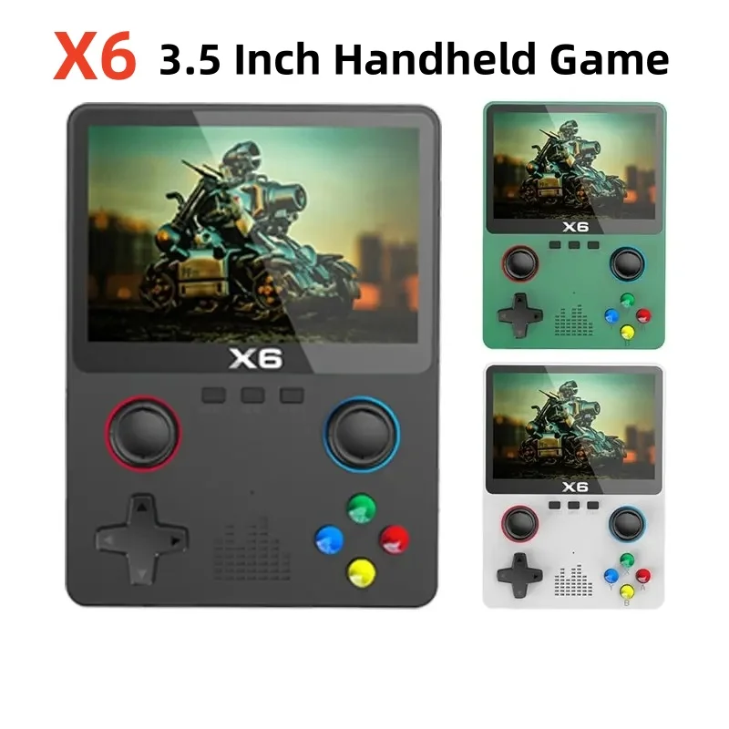 새로운 비디오 게임 콘솔 X6 3.5 인치 IPS 스크린 휴대용 게임 플레이어 듀얼 조이스틱 11 시뮬레이터 GBA 비디오 게임 콘솔 for Kids Gi