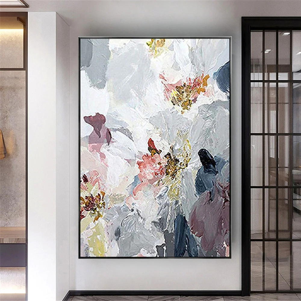 

Modern Abstract Red Flower hanging painting Handmade Landscape Oil Painting on Canvas Wall Art Cuadros Picture Decor Living Room