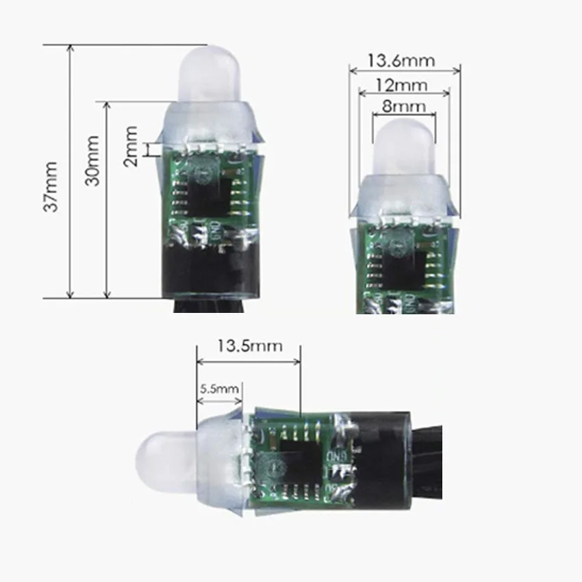 WS2811LED pixel light 12mm RGB advertising light addressable bullet head string programmable module waterproof IP68