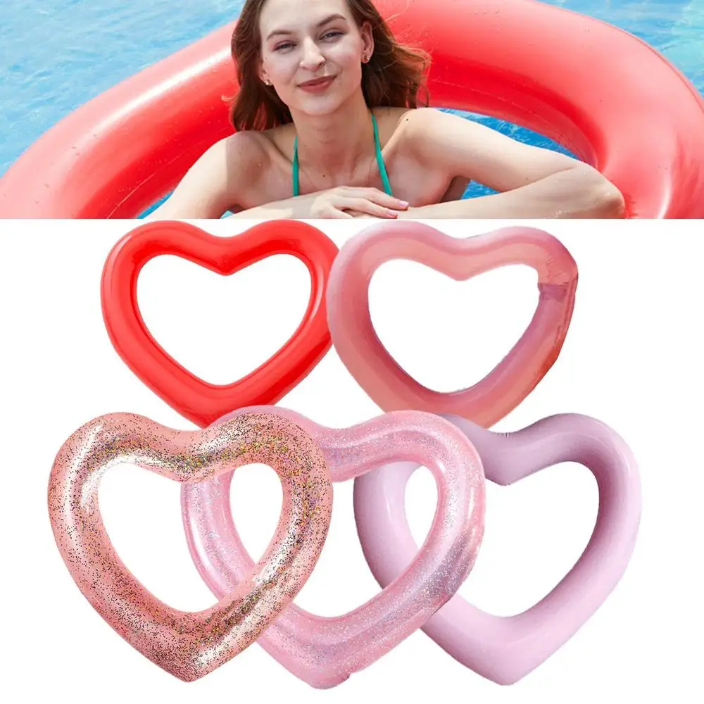 Love Heart Inflatable Pool Rose Gold Glitter Swim Ring Swimming Tool Pool Life Buoy Pool Floats Fun Beach Party For Adult