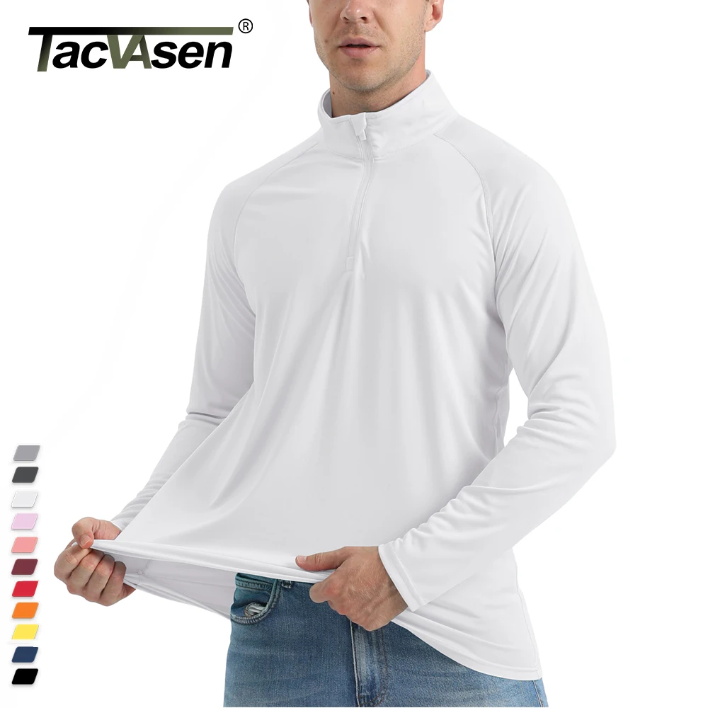 TACVASEN UPF 50+ Sun/UV Protection T Shirt Men's 1/4 Zip Pullover Outdoor Fishing Swimming