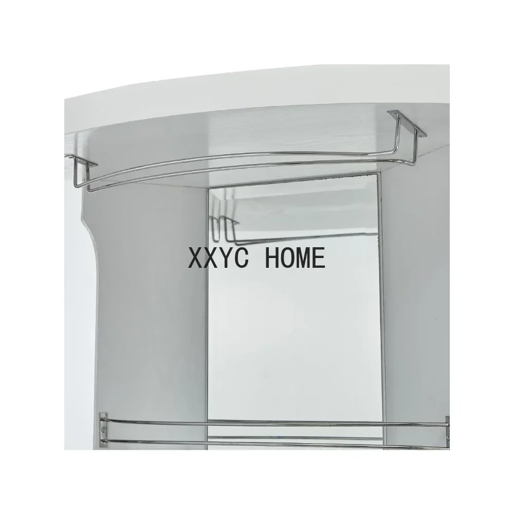 White Corner Bar Cart 72" Built-in Wine Rack, and Lower Glass Cabinet, Living Room, Home Office, Kitchen, Small Space
