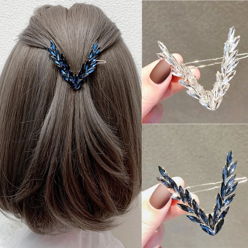 

Luxury Shining Crystal Hair Clip For Women Korean V Shape Buckle Hairpins Girls Hair Accessories Headwear Fashion Ornaments Gift