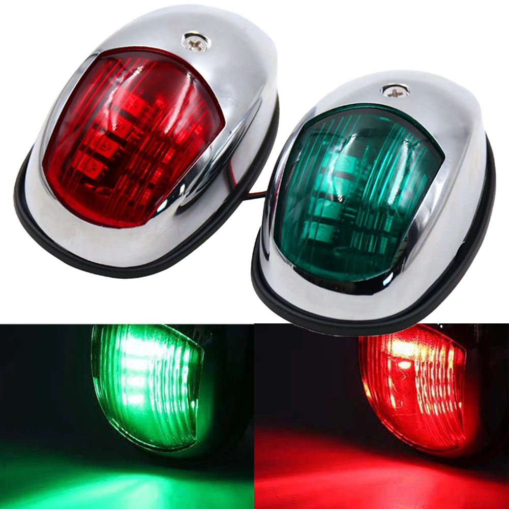 

2pcs LED Navigation Sailing Light Waterproof Marine Boat Yacht Red+Green DC10V-DC30V Ship Lights 4.1 X 2.5 X 1.3inch Universal