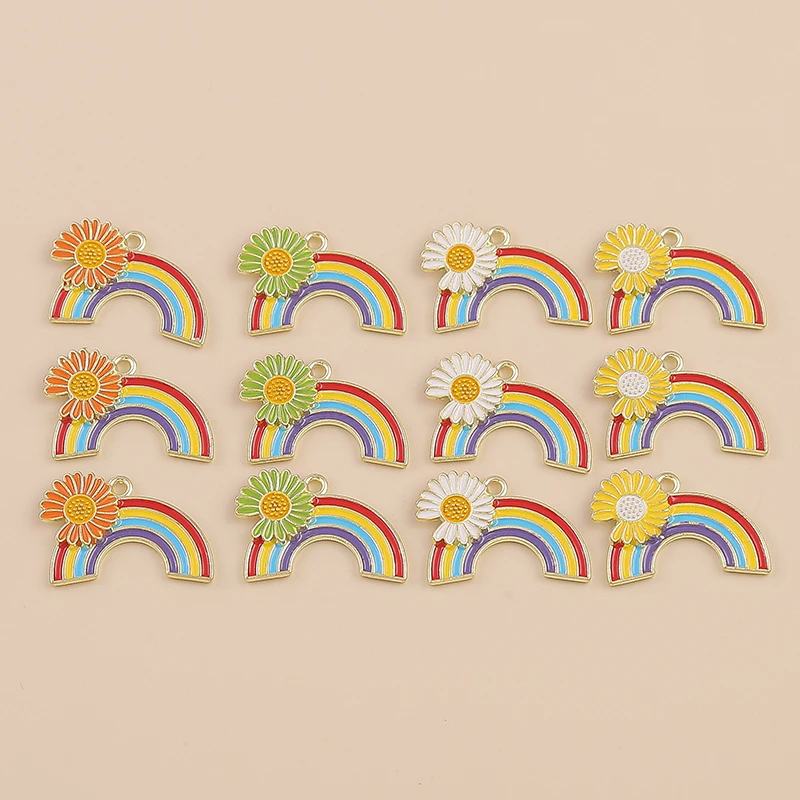 20 Stück Niedliche Bunte Emaille-Regenbogen-Anhänger für die Herstellung von Ohrringen, Halsketten, Armbändern, DIY-Bastelarbeiten und Schmuckzubehör – Detail 6