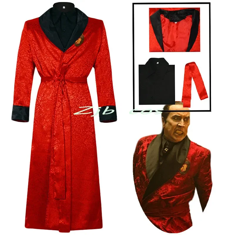 

Renfield Dracula Cosplay Costume Men Red Bathrobe Trench Disguise Suit Halloween Carnival Vampire Costume