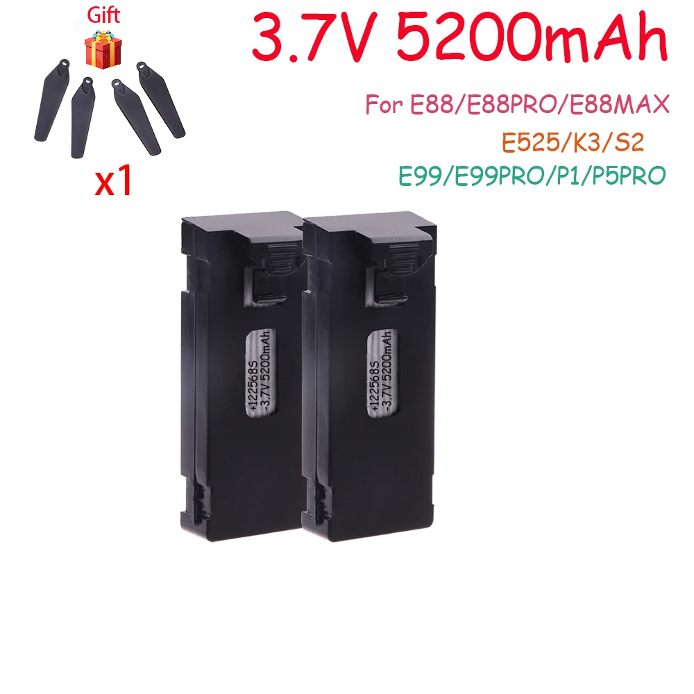 รูปสินค้า แบตเตอรี่โดรน 3.7V 5200mAh สำหรับ E88/E99/Mini Drone