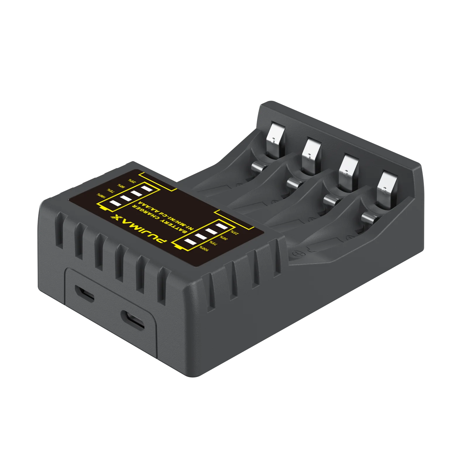 Battery Charger PUJIMAX 4 Slots Intelligent Ni-Mh for Rechargeable 1.2V AA Ni-MH Battery with USB Output Power LED Display