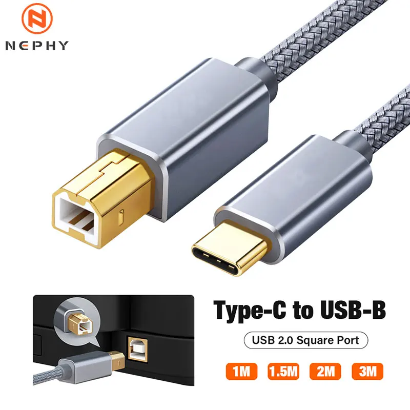 USB-C to USB-B 2.0 Printer and Scanner Cable - Versatile Lengths Available