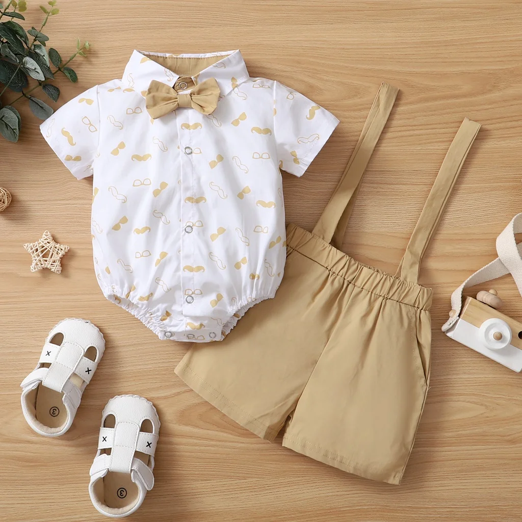 Infant/Toddler Boy's Bowtie Onesie with Suspender Pants 2