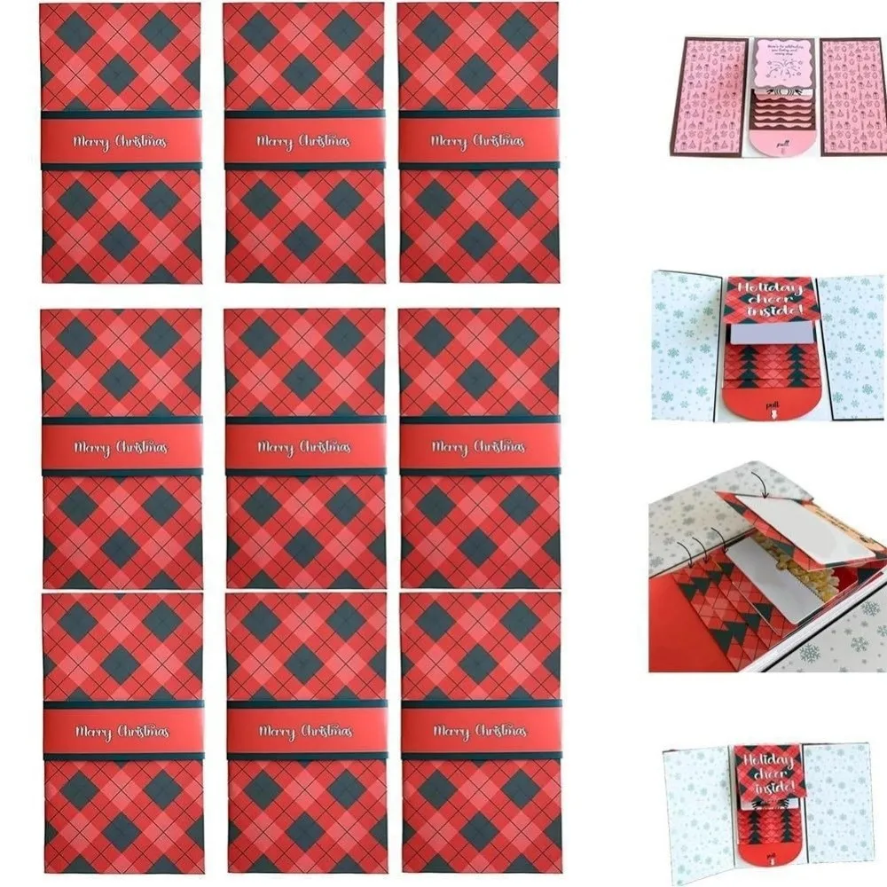 Paper Christmas Gift Card Holder Book with Waterfall Design