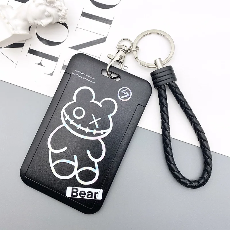 Fashion Black And White Cartoon Card Holder Work Card Bank Student Access ABS Plastic Lanyard Cover wallet card holder card holder credit card holder id card holder id card case