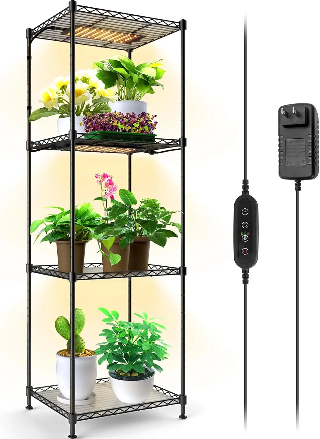 Seed Starting Stand 4-Tier Indoor Plant Stand With Grow Lights - Rolling  Garden Shelf For Seed Starting Grow Light Plant Shelf, image size:1095x1500