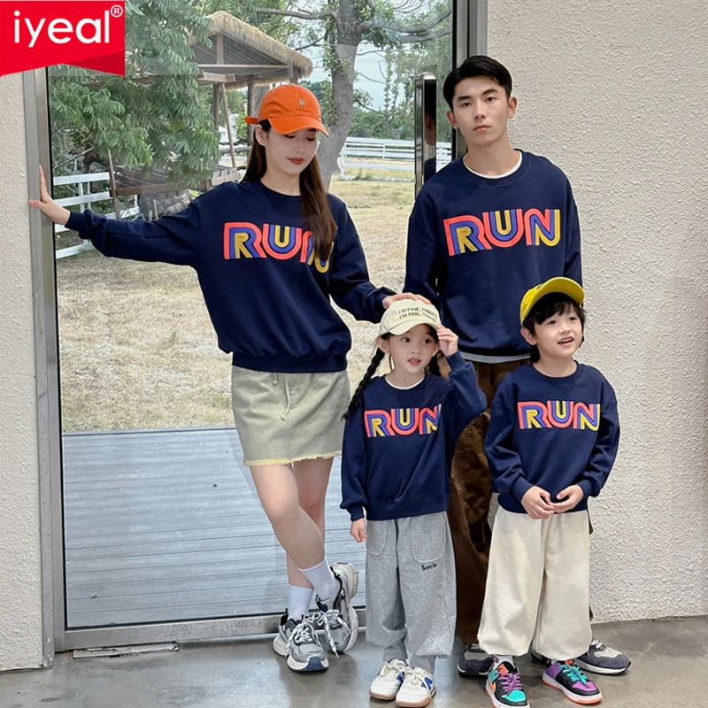 

Осенний Свитшот IYEAL для семьи, матери, отца, дочери, сына, новинка, свитшот для родителей и детей, модная одежда для пар, пуловер