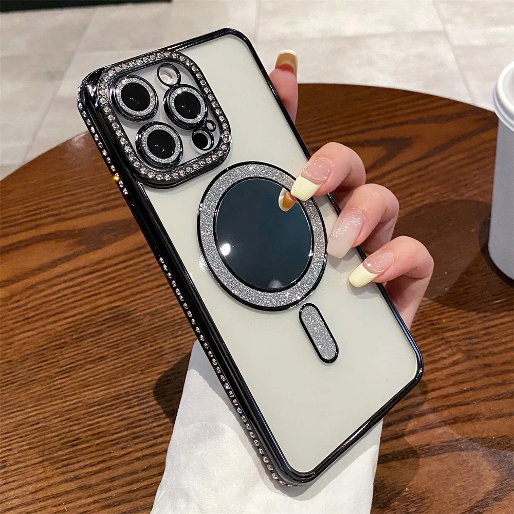 Luxury Magnetic Phone Case With Glitter Stand For Iphone Pro Max_voghion.com