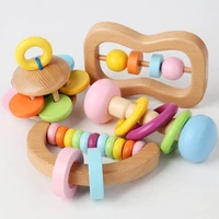 Wooden Rattle Baby Toys Grasp Play Game Teething Infant Toy Early Musical Educational Toy Toddler Rattles Children Development 1
