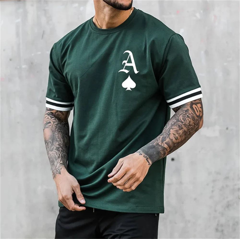 T-shirt For Men Letter King O-neck Men' Top Daily Casual Clothing Vintage Sportswear Loose Oversized Clothes Trend Short Sleeves