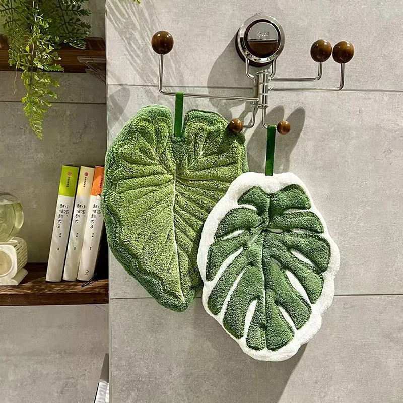 Leaf Hand Towel Bathroom Accessories Absorbent Kitchen Towel Soft Towel Hanging Towels Handkerchief Towels Home Wash Hand Towels 2