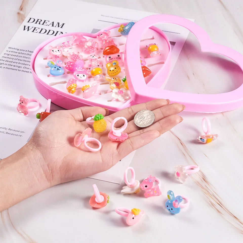 24 Anelli Regolabili Per Bambine - Set Principessa Colorato Per Feste E Regali - Foto 2