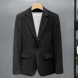 Men Suit Coat Business Suit Jacket Men's Business Suit Jacket with Lapel Collar Flap Pockets Formal Two Button Coat for Workwear