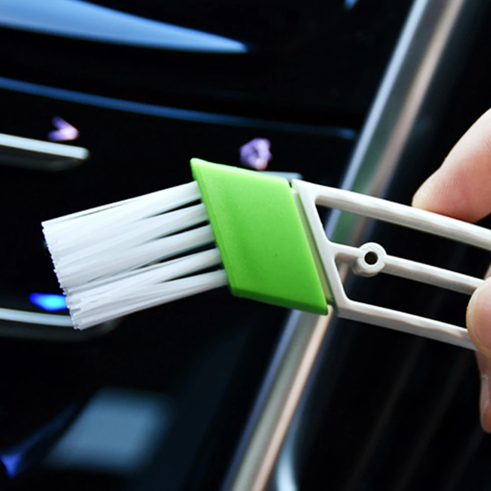 

Car Air Vent Cleaner Brush - Multifunctional, Green ABS, Double-End Microfiber, For Car & Computer Keyboards