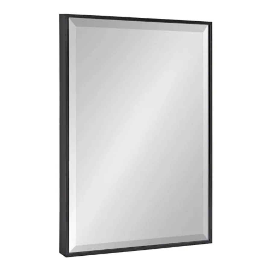 Rhodes Modern Decorative Rectangle Wall Mirror, 18.75" x 24.75", Black, Contemporary Wall Decor