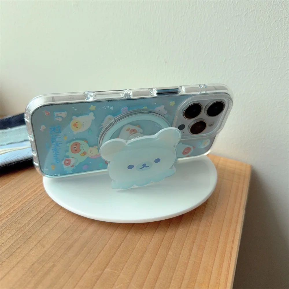 Adorable Rilakkuma Magnetic Stand Protective Phone Case with MagSafe Compatibility