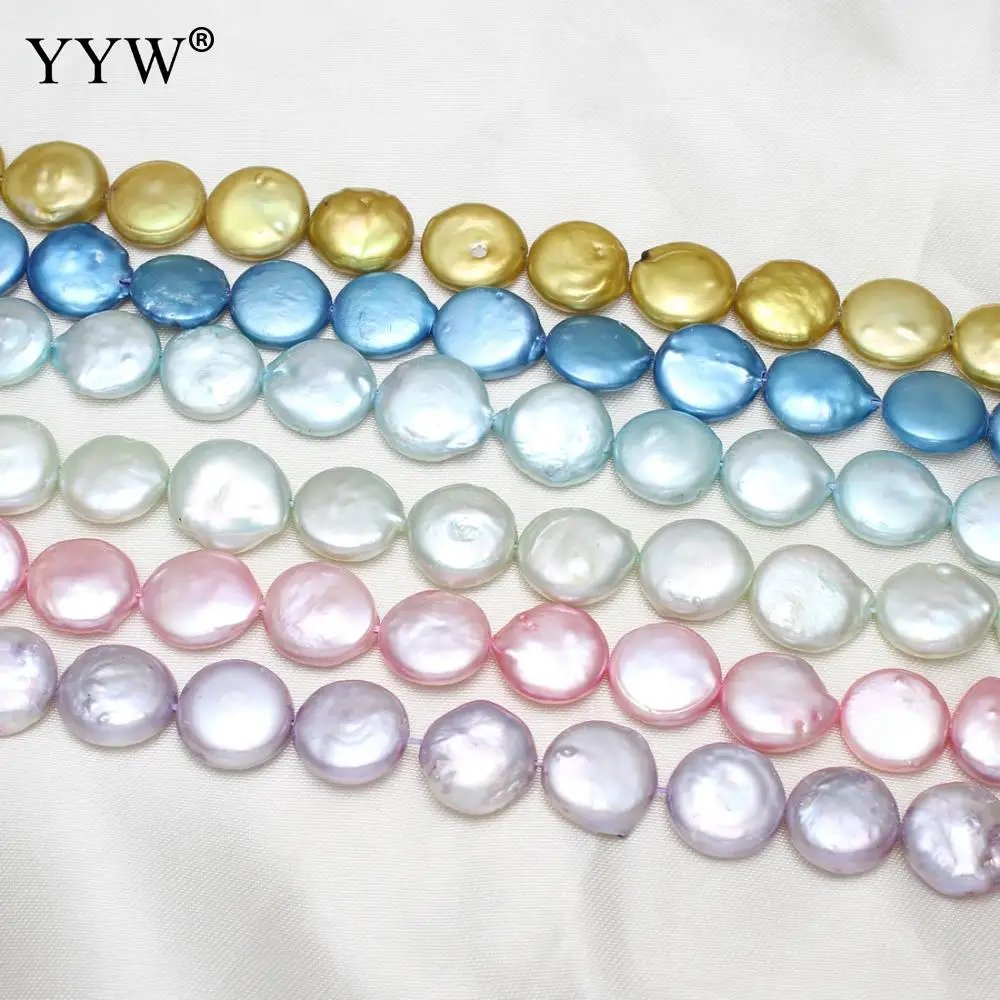 13mm Grade Aaa Natural Freshwater Pearl Beads Coin Baroque Pearl Pearl Beads Hole X 0.8mm Strand For Jewelry Making Necklace