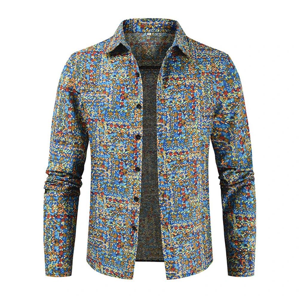 

Мужская дышащая блузка для отпуска на пуговицах с воротником