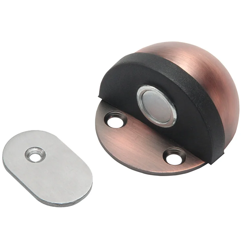 1PC Stainless Steel Magnetic Door Stopper Punch-free Door Touch Magnetic Suction Rubber Semi-circle Anti-collision Stops