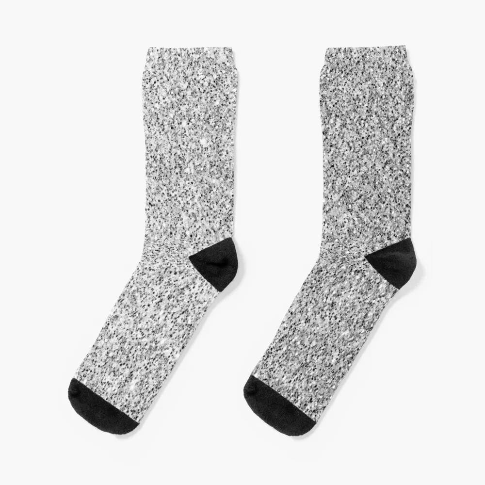 Silver faux glitter sparkles Socks floor cute christmas gifts Socks Men Women's christmas reindeers 2 pcs silver 40 leds