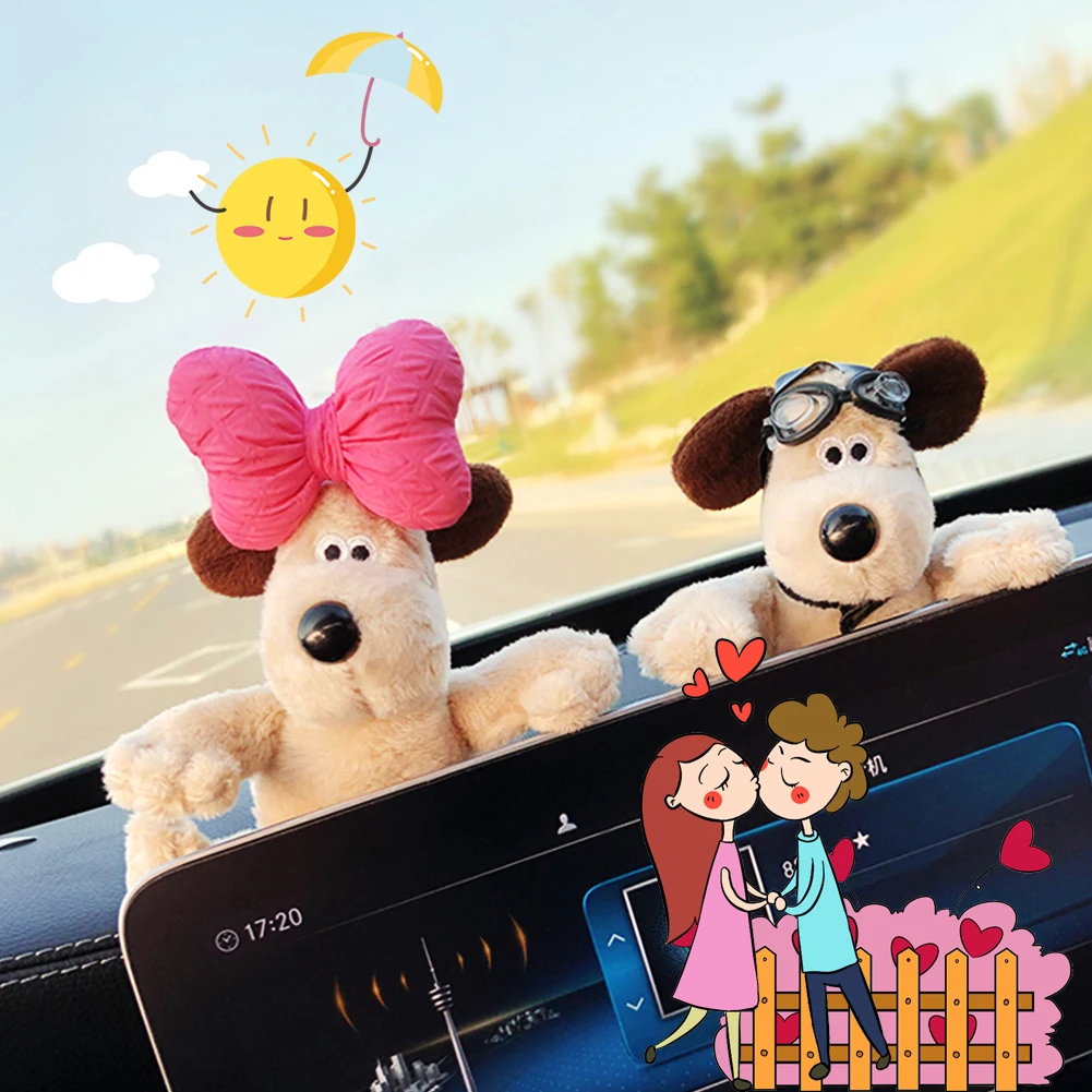 Cute Plush Glasses Puppy Dog Car Rearview Mirror Decoration Car Ornament Pendant Center Console Decoration Car Accessories