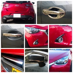 Couvercle de calandre pour Mazda 2 Demio 2015 – 2019, phares avant et arrière, poignée de porte, accessoires extérieurs chromés 