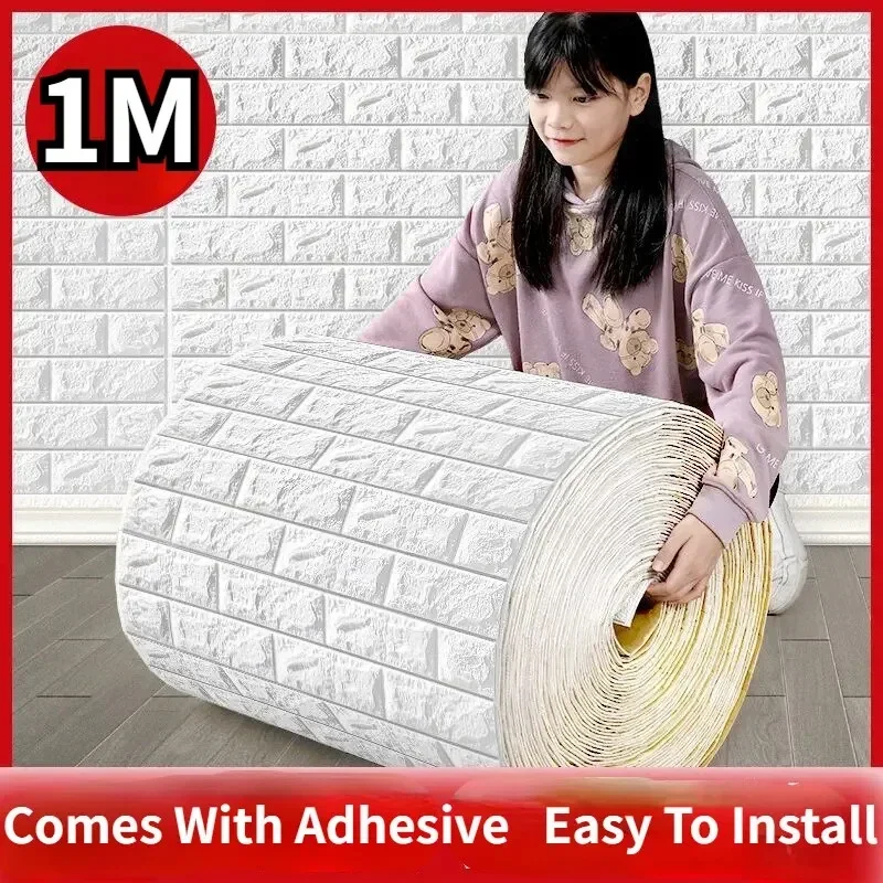 70cm*1m 3D Brick Pattern Wall Panels Wallpaper DIY Waterproof for Living Room Bedroom Kitchen Background Wall Decoration